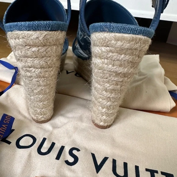 Women’s Louis Vuitton Starboard Espadrille Wedges Size 9 Blue - Picture 5 of 9